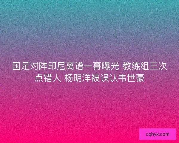 国足对阵印尼离谱一幕曝光 教练组三次点错人 杨明洋被误认韦世豪